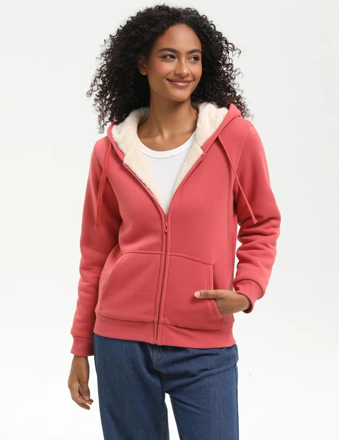 Bumeex Women' Sweatshirt,Sherpa-Lined Hoodie