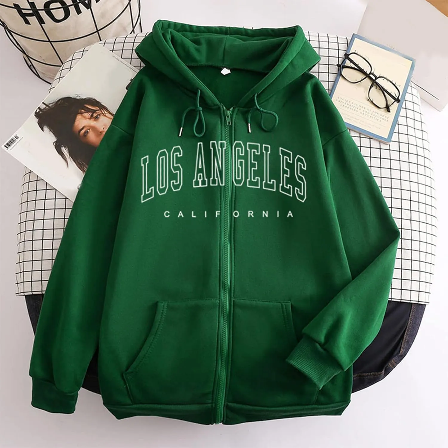 California Hoodies For Girls Letter Print Graphic Sweatshirt Hooded Long Sleeve Casual Loose Pullover Tops For 4-14 Years