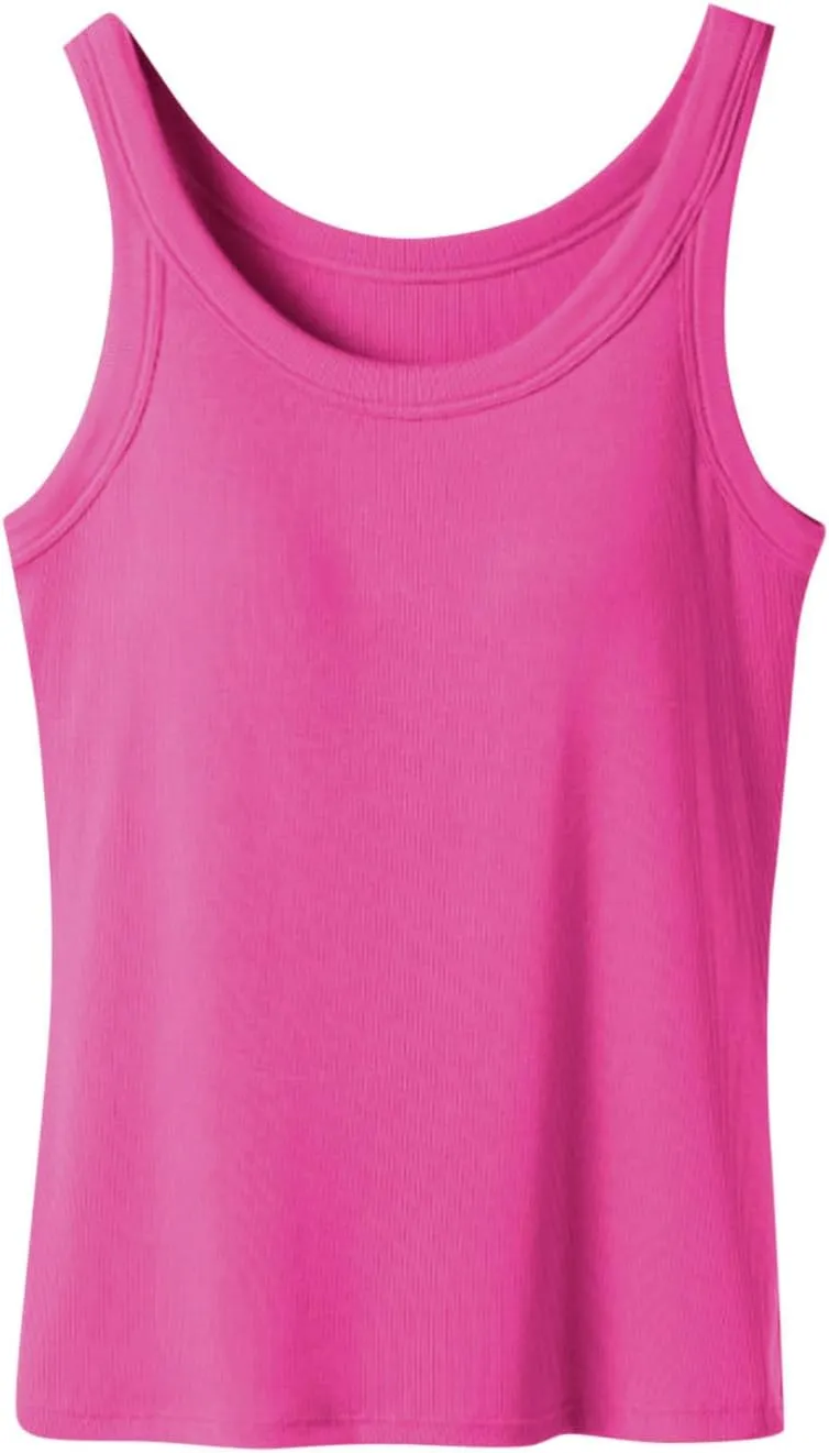Camisole Tops for Women Built in Bra Cotton Spaghetti Strap Tank Top 2025 Summer Workout Layer Padded Cami Shirt