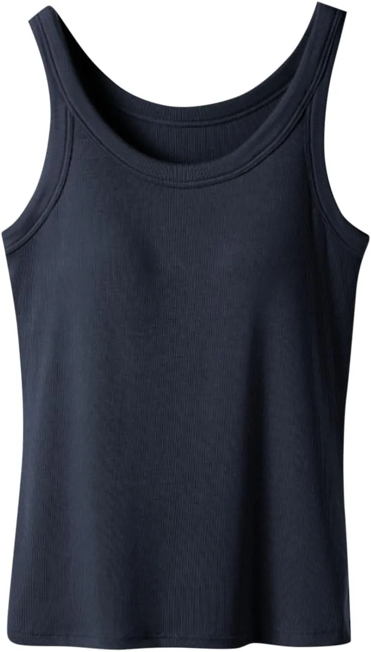 Camisole Tops for Women Built in Bra Cotton Spaghetti Strap Tank Top 2025 Summer Workout Layer Padded Cami Shirt