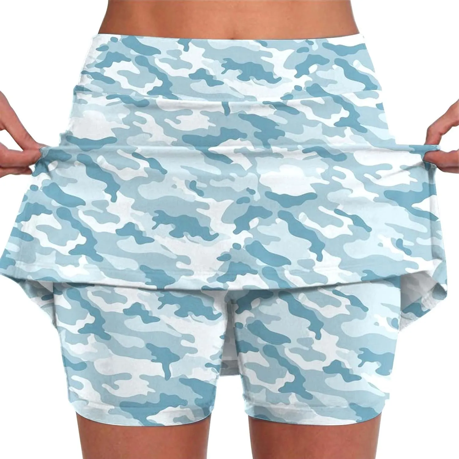 Camo Tennis Skirts for Women Plus Size Summer Athletic Workout Golf Skorts Activewear Tight Skinny Built in Leggings Shorts