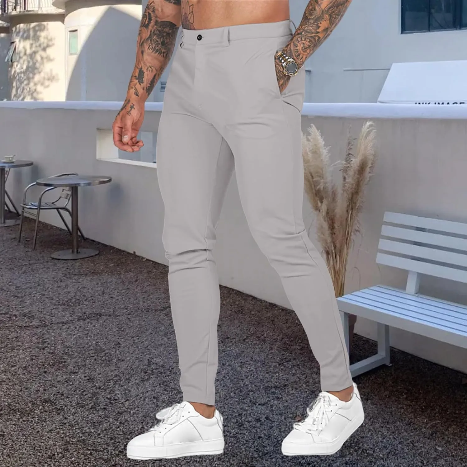 Cargo Pants for Men Skinny Leg Stretch Casual Slim Fit Lightweight Trendy Trousers Outdoor Business Sports Suit Pants