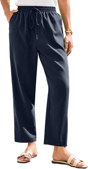 Cargo Pants for Men, Straight Leg Casual Pants Linen Peasant Summer 2025