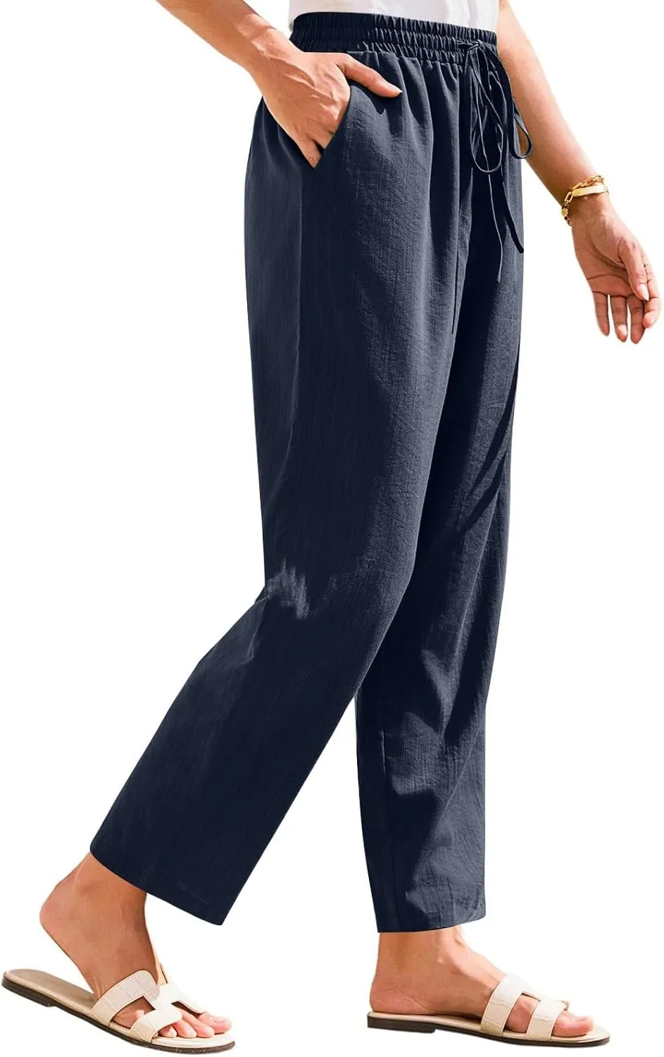 Cargo Pants for Men, Straight Leg Casual Pants Linen Peasant Summer 2025