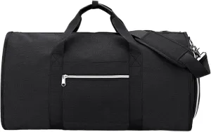 Carry on Garment Bag Waterproof Carry on Duffel Bag with Handle Detachable Shoulder Strap Dry-Wet Separation 2 in 1 Hanging Dress Suitcase with Shoe Pouch for Business Weekend Overnight Travel Black