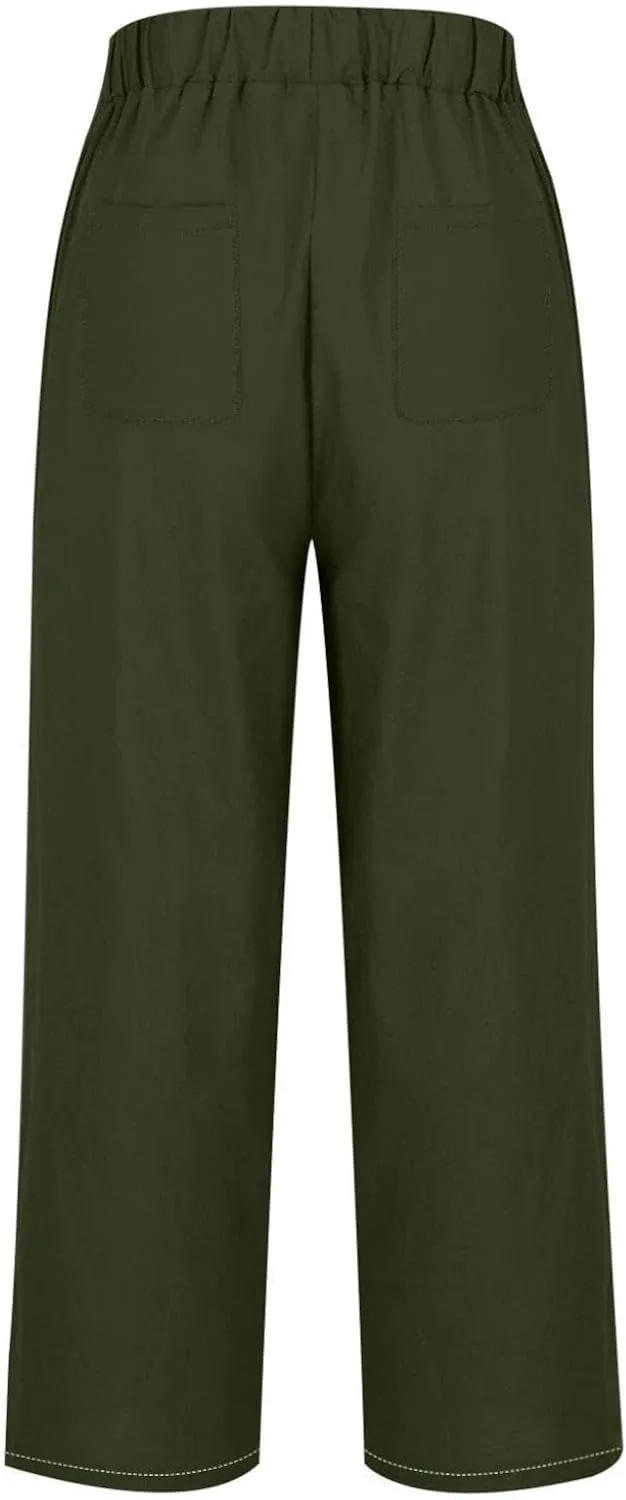 Casual Trousers Pants for Women 2025 Summer Wide Leg Sweatpants Loose Fit Baggy Cotton Linen Long Trousers