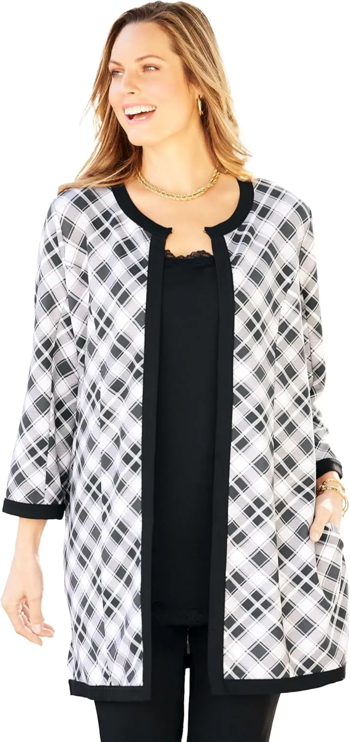 Catherines Women's Plus Size Ponte Print Jacket