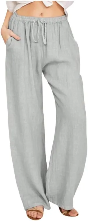 Ceboyel Women's Boho Wide Leg Pants Drawstring Straight Casual Trousers Cotton Linen Palazzo Pants Summer Beach Outfits 2023