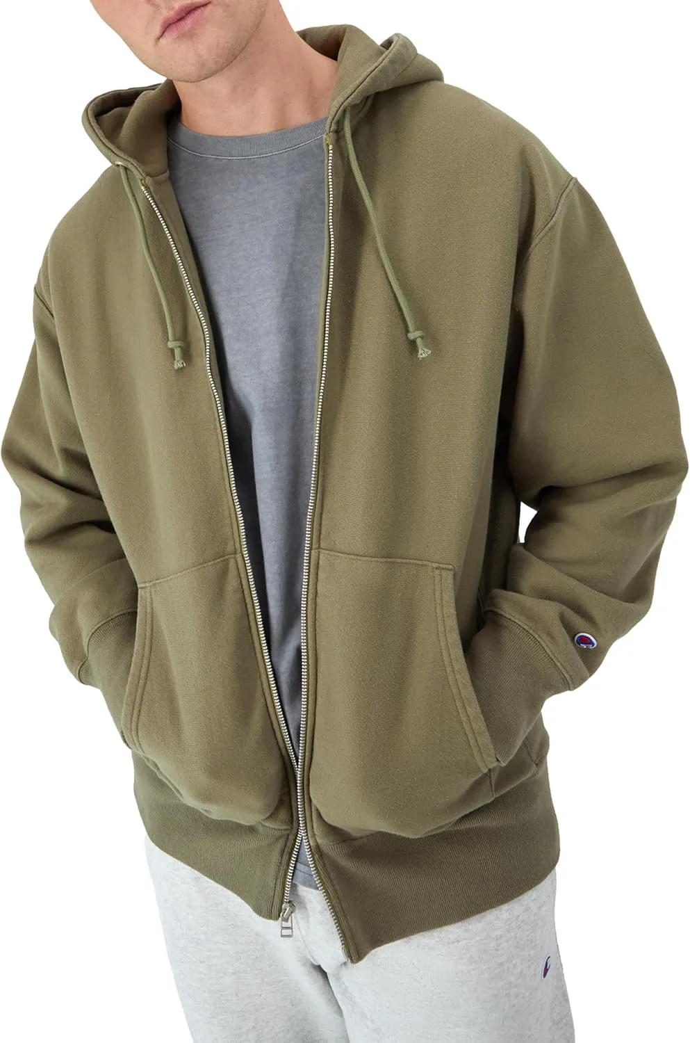 Champion Men's Zip-Up Hoodie, Reverse Weave, Sweatshirt, Fleece Zip-Up Hoodie For Men