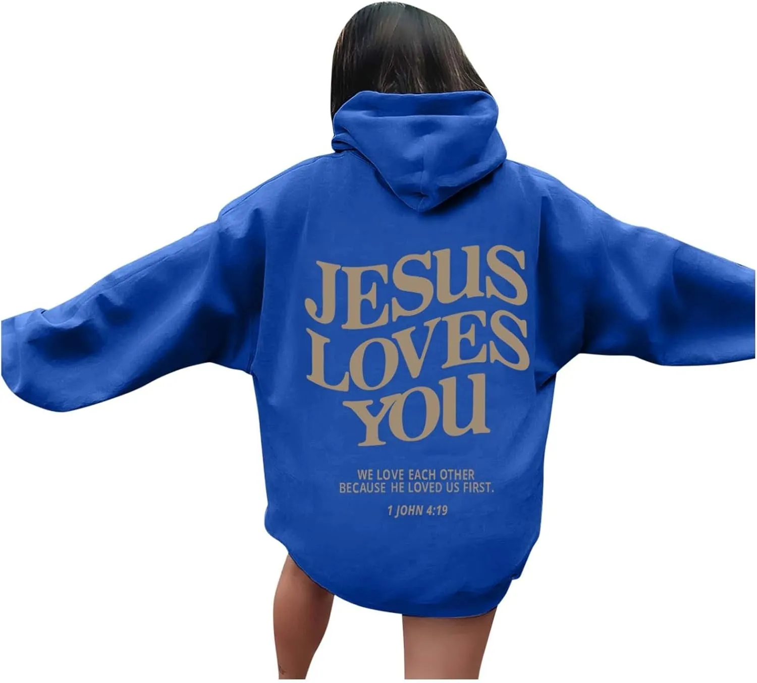 Christian Sweatshirt Women Jesus Loves You,Trust in The Lord Long Sleeve Letter Printed Hoodies