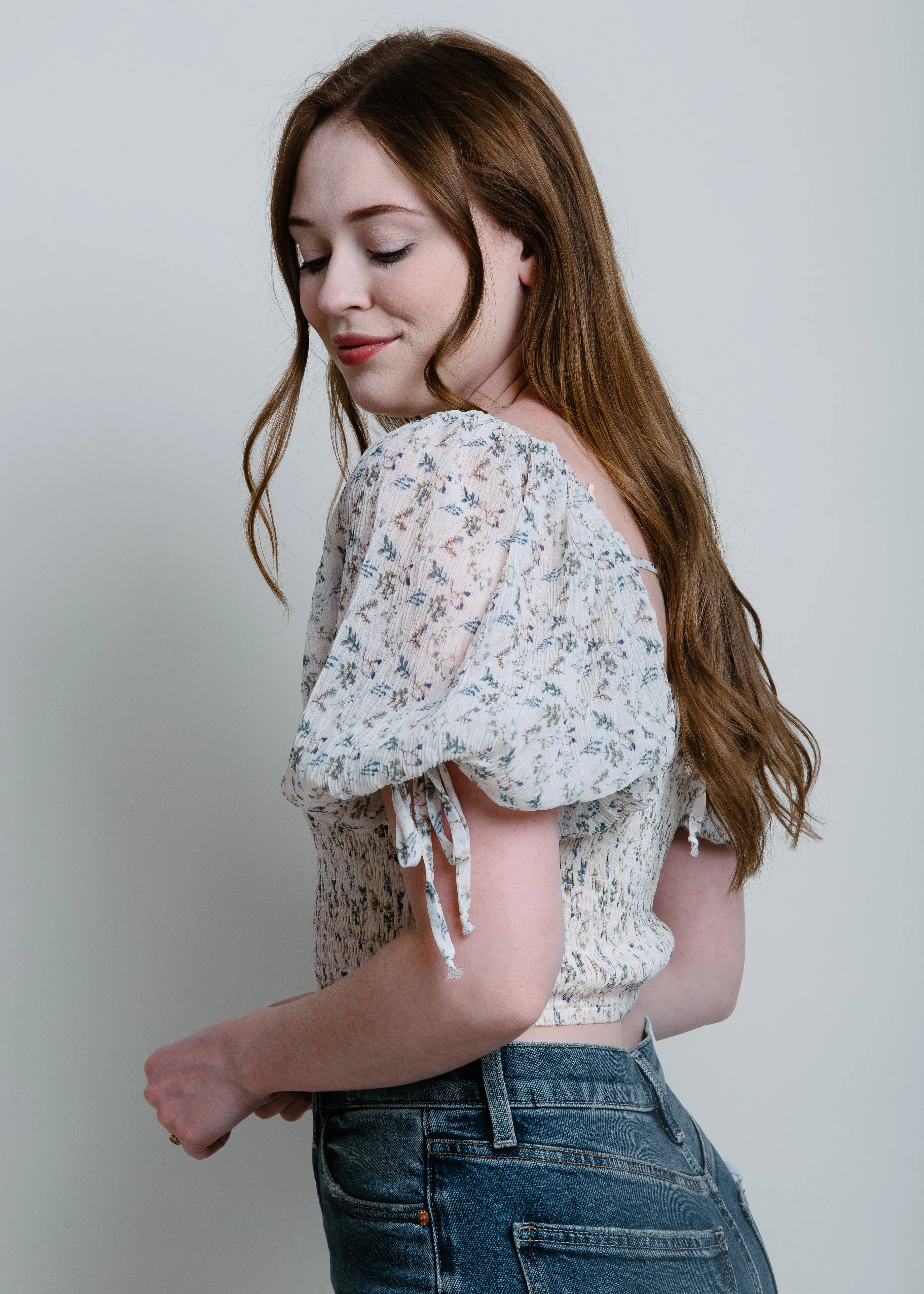 Cienna Floral Top - Ivory