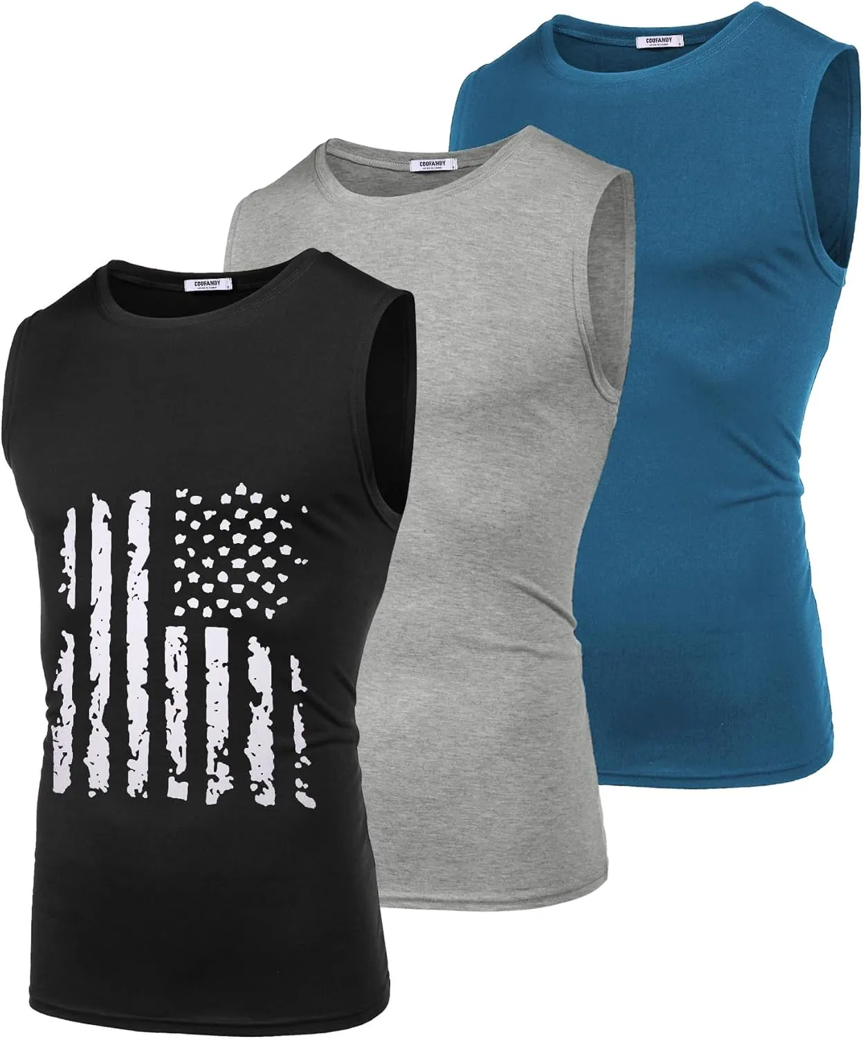 COOFANDY Men's 3 Pack Workout Tank Tops Gym Muscle Tee Bodybuilding Fitness Sleeveless T Shirts
