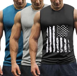 COOFANDY Men's 3 Pack Workout Tank Tops Gym Muscle Tee Bodybuilding Fitness Sleeveless T Shirts