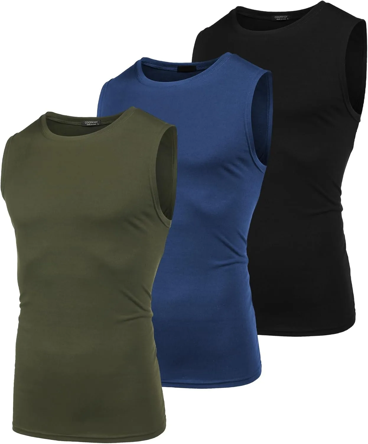 COOFANDY Men's 3 Pack Workout Tank Tops Gym Muscle Tee Bodybuilding Fitness Sleeveless T Shirts