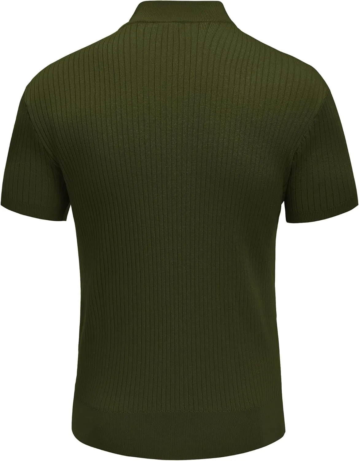 COOFANDY Men's Mock Turtleneck Sweater Short Sleeve Casual Basic Tops Ribbed Knit Pullover Solid Tee