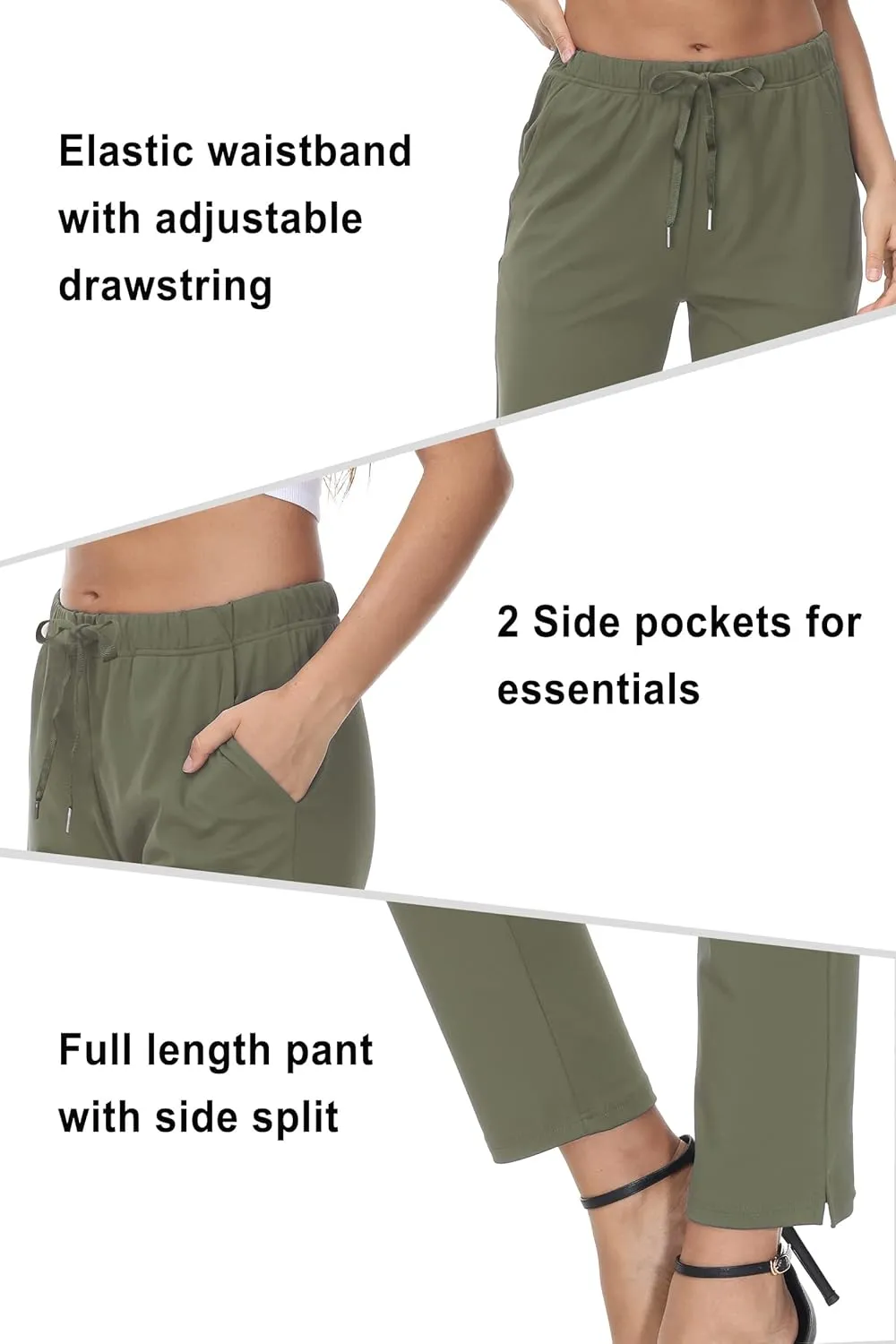 COZZIPLUS Womens Capris Yoga Pants Pull On Stretch Comfy Lightweight Summer Wide Leg Workout Crop with Pockets