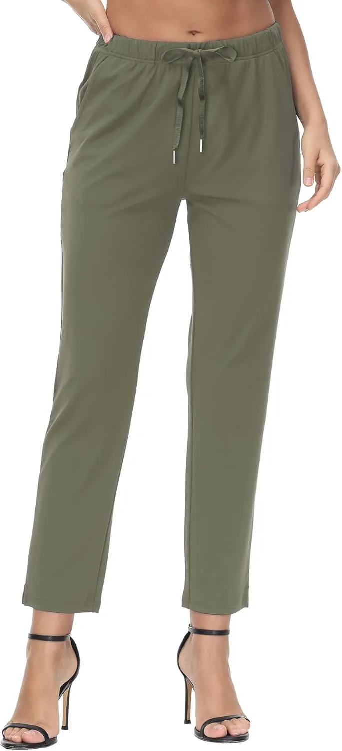 COZZIPLUS Womens Capris Yoga Pants Pull On Stretch Comfy Lightweight Summer Wide Leg Workout Crop with Pockets