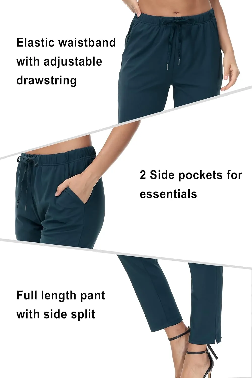COZZIPLUS Womens Capris Yoga Pants Pull On Stretch Comfy Lightweight Summer Wide Leg Workout Crop with Pockets