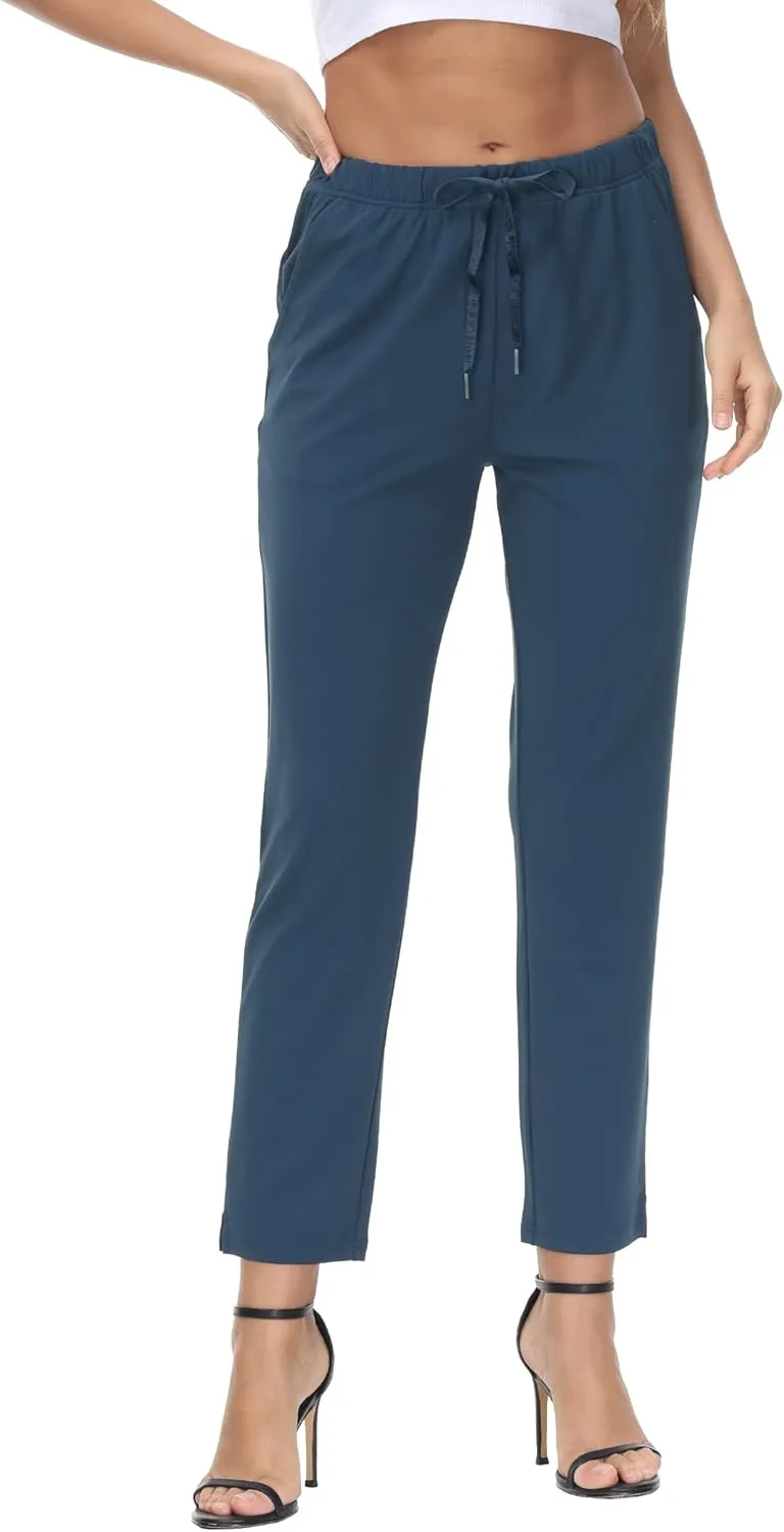 COZZIPLUS Womens Capris Yoga Pants Pull On Stretch Comfy Lightweight Summer Wide Leg Workout Crop with Pockets