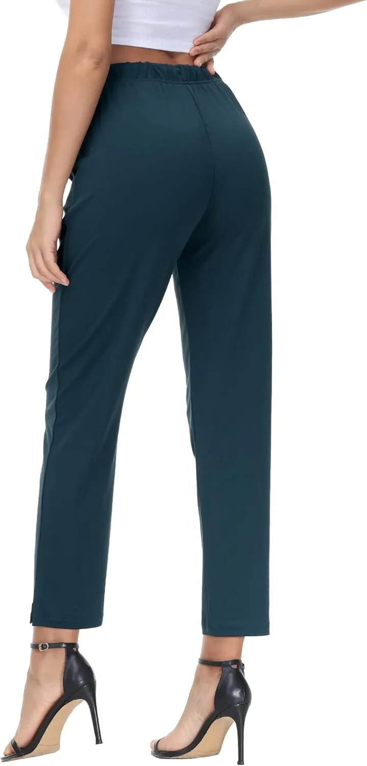 COZZIPLUS Womens Capris Yoga Pants Pull On Stretch Comfy Lightweight Summer Wide Leg Workout Crop with Pockets