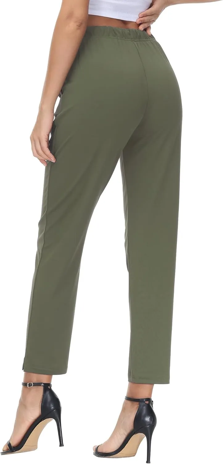 COZZIPLUS Womens Capris Yoga Pants Pull On Stretch Comfy Lightweight Summer Wide Leg Workout Crop with Pockets