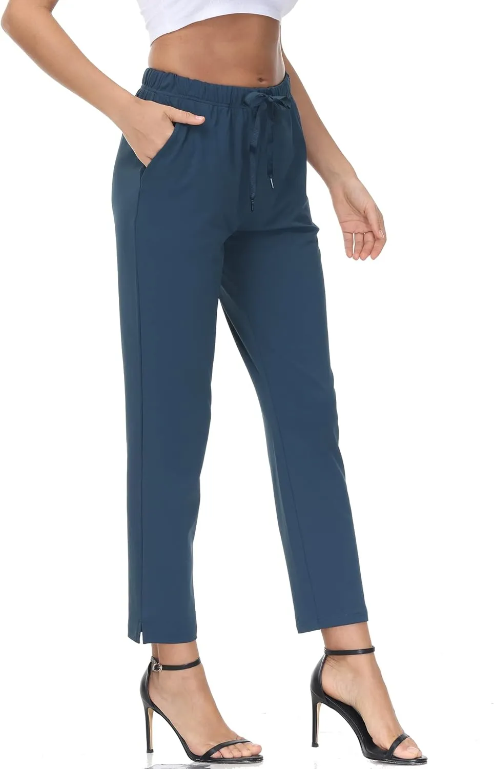 COZZIPLUS Womens Capris Yoga Pants Pull On Stretch Comfy Lightweight Summer Wide Leg Workout Crop with Pockets