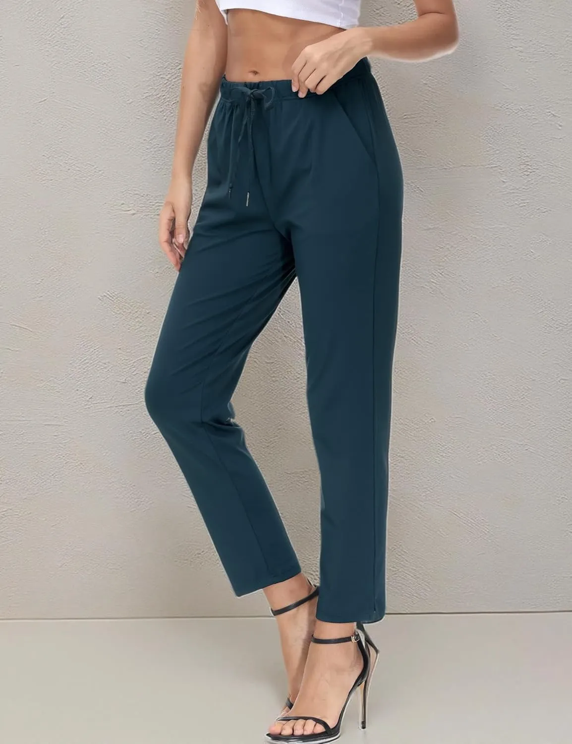 COZZIPLUS Womens Capris Yoga Pants Pull On Stretch Comfy Lightweight Summer Wide Leg Workout Crop with Pockets