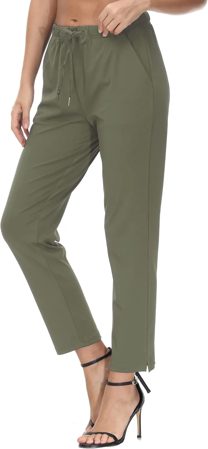 COZZIPLUS Womens Capris Yoga Pants Pull On Stretch Comfy Lightweight Summer Wide Leg Workout Crop with Pockets