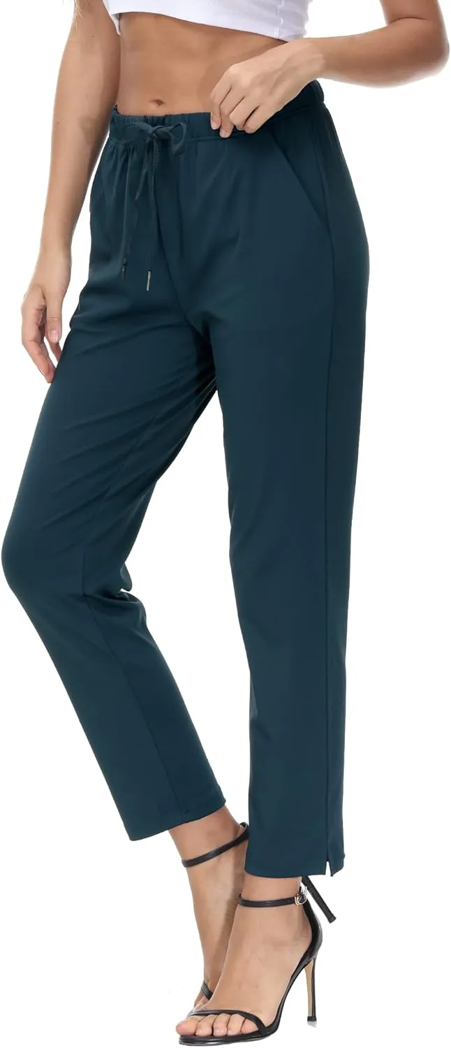 COZZIPLUS Womens Capris Yoga Pants Pull On Stretch Comfy Lightweight Summer Wide Leg Workout Crop with Pockets