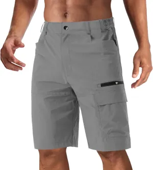 CRYSULLY Men's Hiking Cargo Shorts Outdoor Summer Lightweight Quick Dry Work Casual Shorts with 5 Zipper Pockets