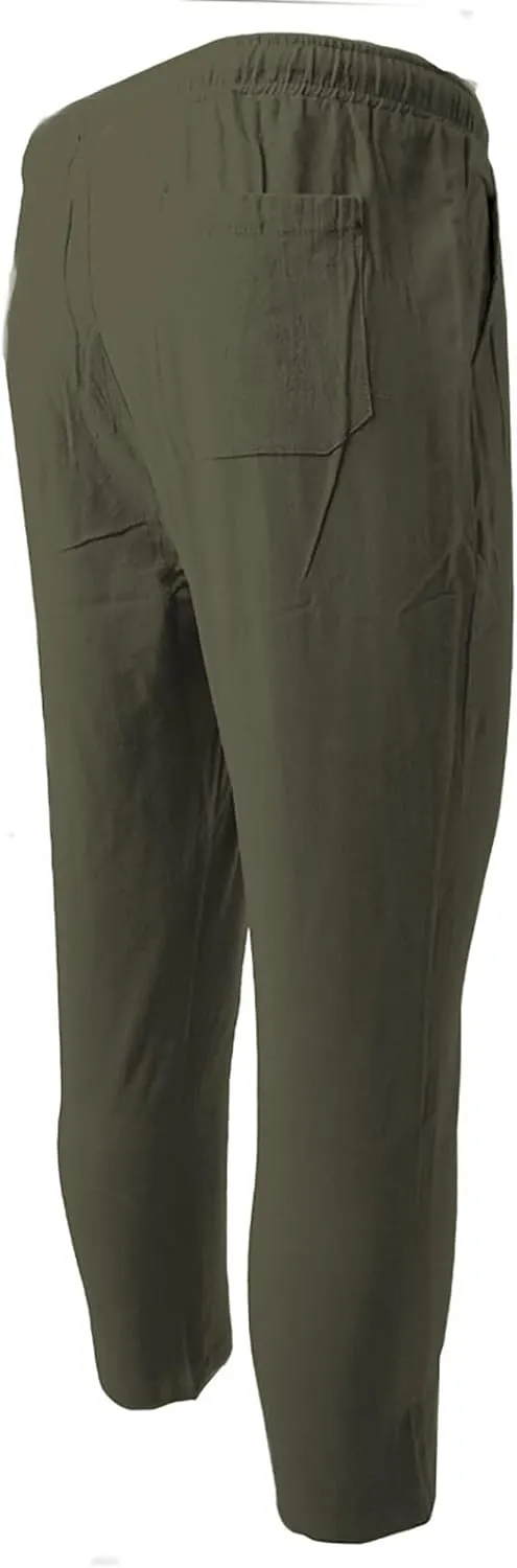 Ctreela Summer Lightweight Jogger Casual Pants for Men Big & Tall Drawstring Slim Fit Sweatpants Solid Workout Running Pants