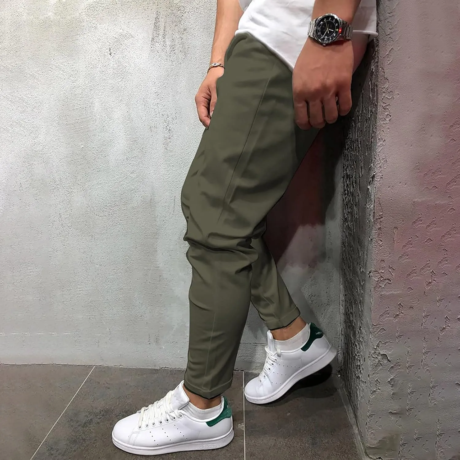 Ctreela Summer Lightweight Jogger Casual Pants for Men Big & Tall Drawstring Slim Fit Sweatpants Solid Workout Running Pants
