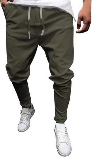 Ctreela Summer Lightweight Jogger Casual Pants for Men Big & Tall Drawstring Slim Fit Sweatpants Solid Workout Running Pants