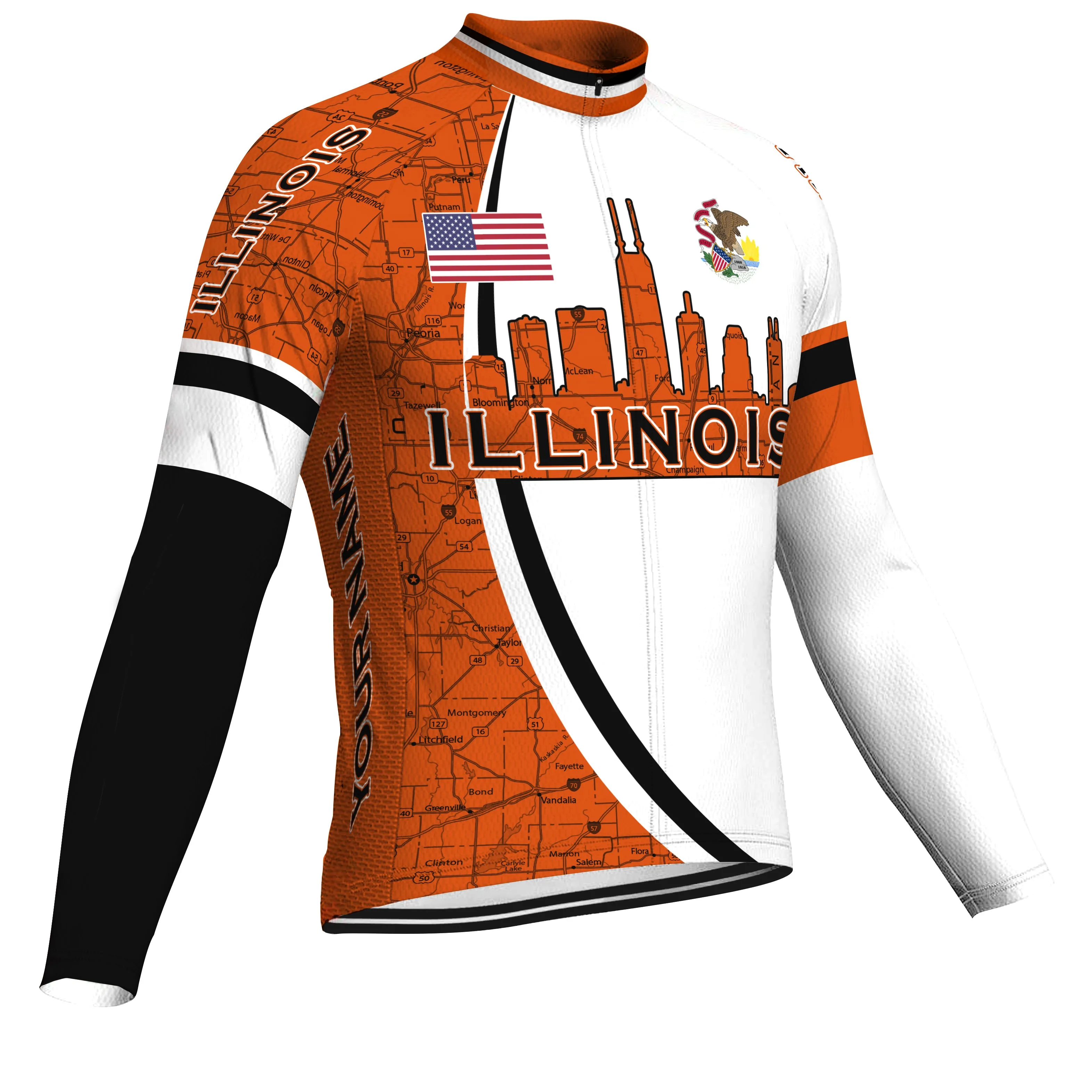 Customized Illinois Winter Thermal Fleece Long Sleeve For Men