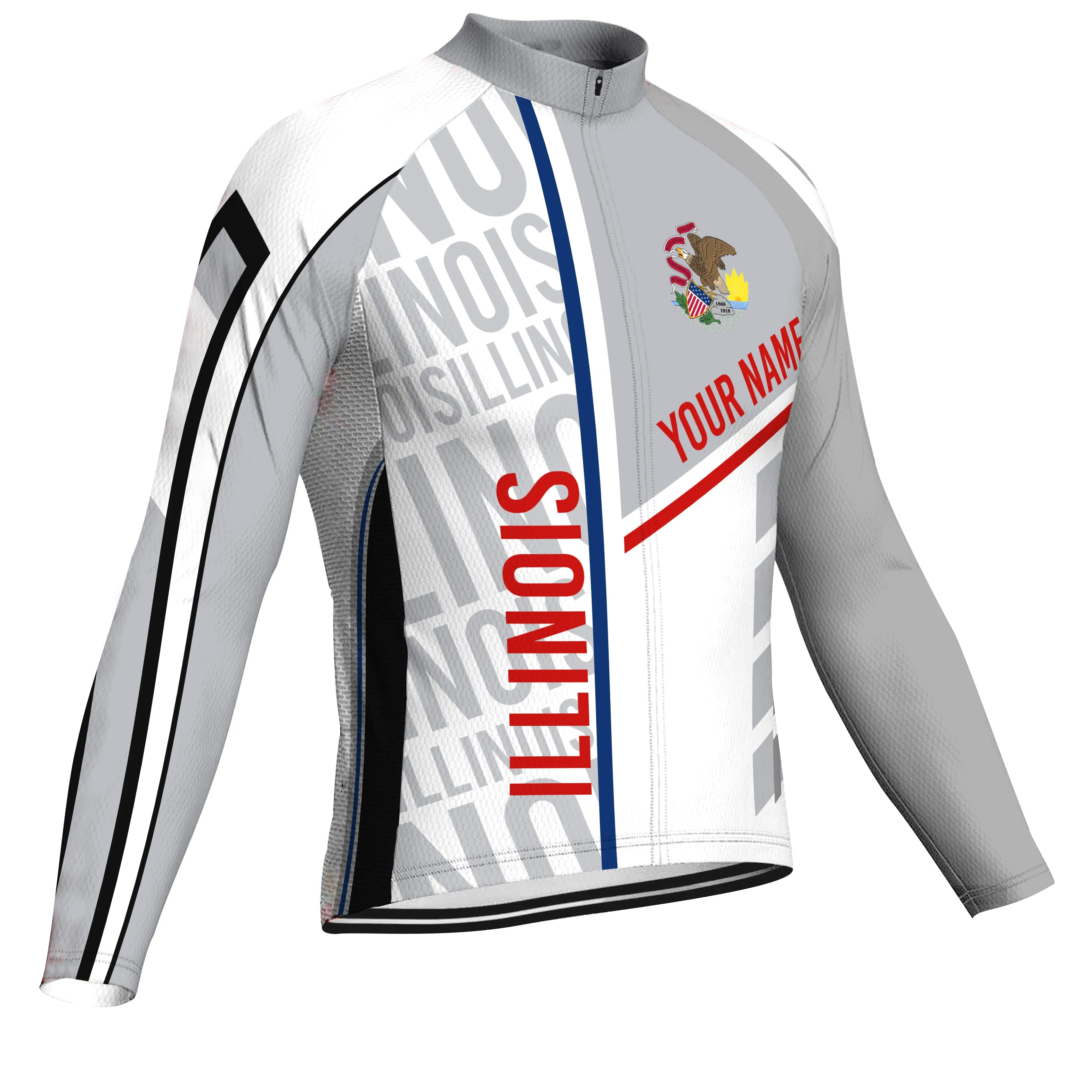 Customized Illinois Winter Thermal Fleece Long Sleeve For Men