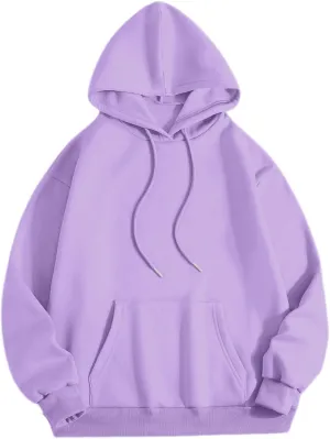 Cute Plain Hoodies for Women Teen Girls Aesthetic Fleece Solid Sweatshirt Pullover Long Sleeve Basic Tops