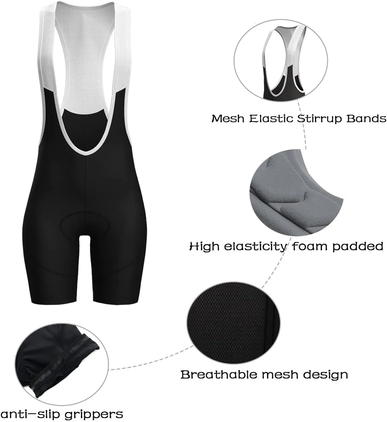 Cycling Bibs Women Padded Bike Shorts Womens Bicycle Shorts with Padding 4D Biking Pants with Mesh Pockets