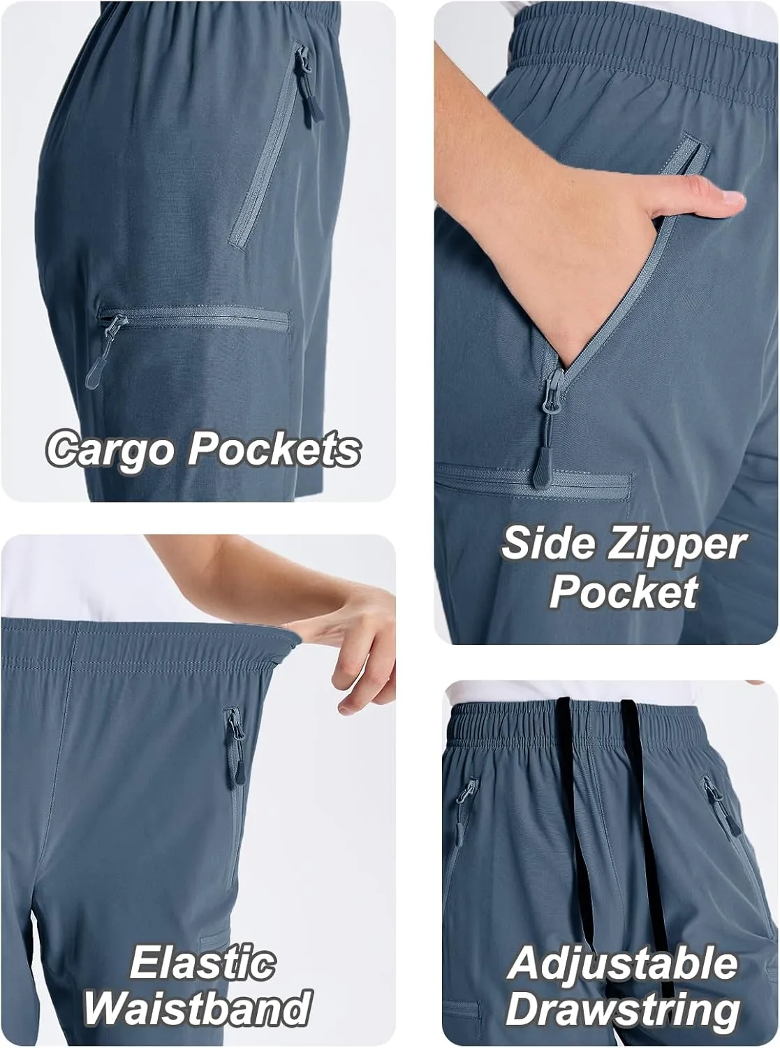 DEVOROPA Youth Boys Hiking Cargo Shorts Lightweight Quick Dry Athletic Running Workout Shorts Water Resistant Zip Pockets