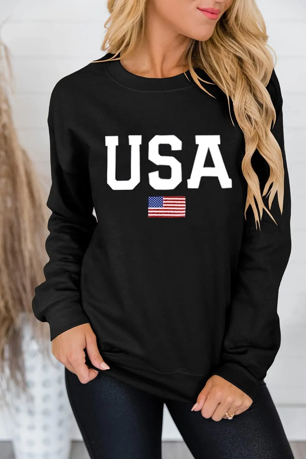 Dressmine Womens Casual Long Sleeve Graphic Tee Shirts Crew Neck Sweatshirts Pullover Tops for Women