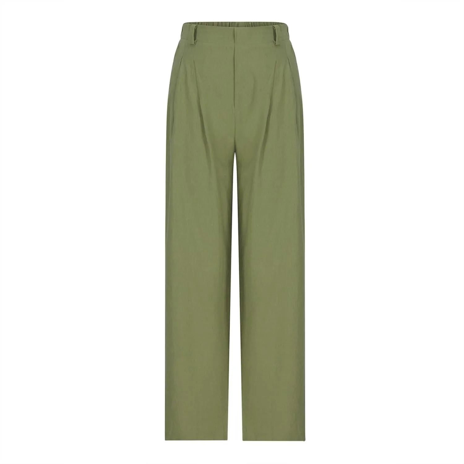 Dressy Cotton Linen Pants for Women, Pleated High Waist Palazzo Trousers Relax Fit Business Work Office Casual Pant