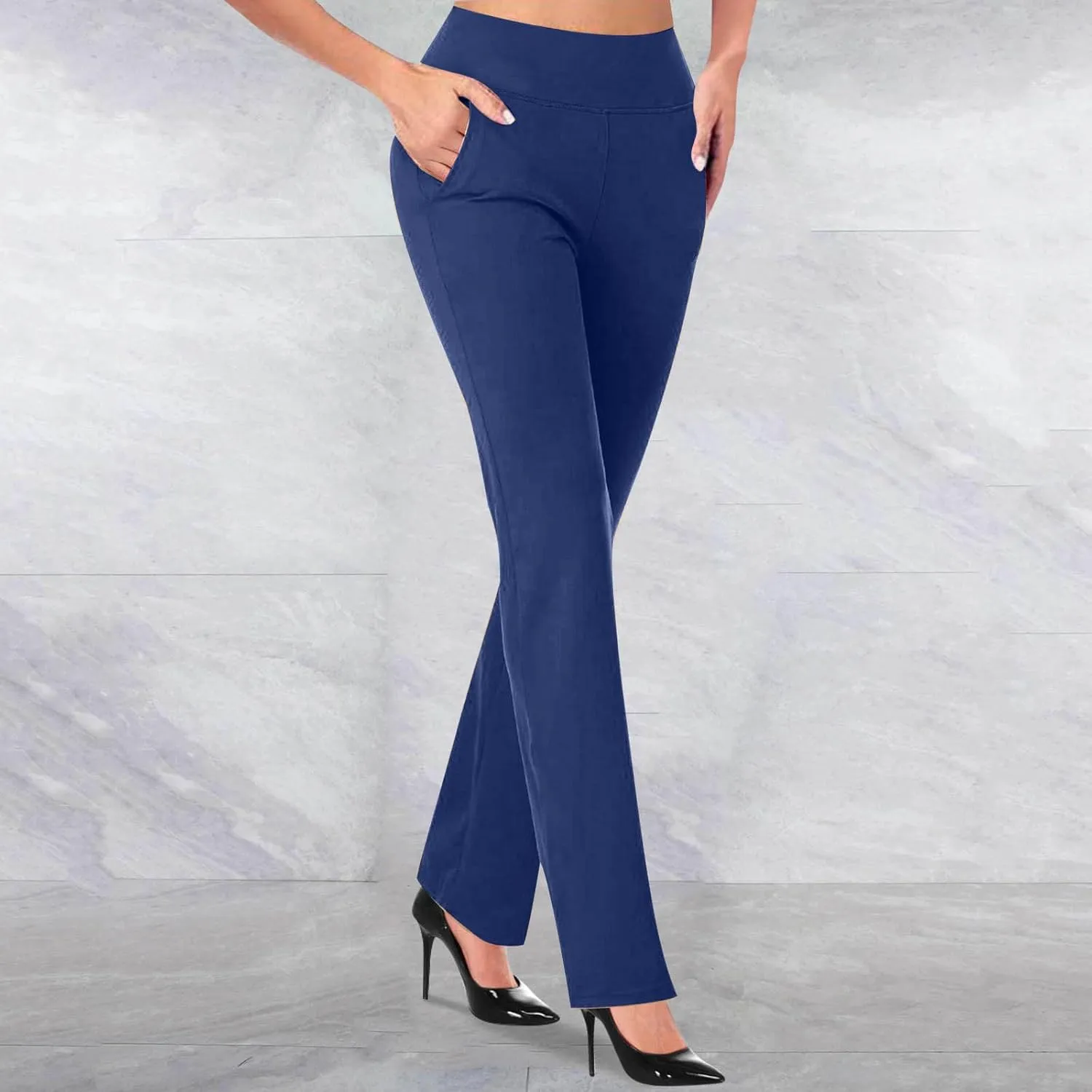 Dressy Pants for Women Sexy Slimming High Waist Tapered Pants Casual Comfy Knit Trousers Summer Lounge Pants with Pockets