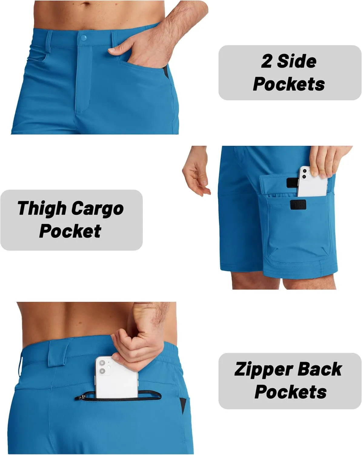 EKLENTSON Mens Outdoor Hiking Shorts Lightweight Quick Dry Casual Cargo Shorts Water Resistant with Pockets 10" Inseam