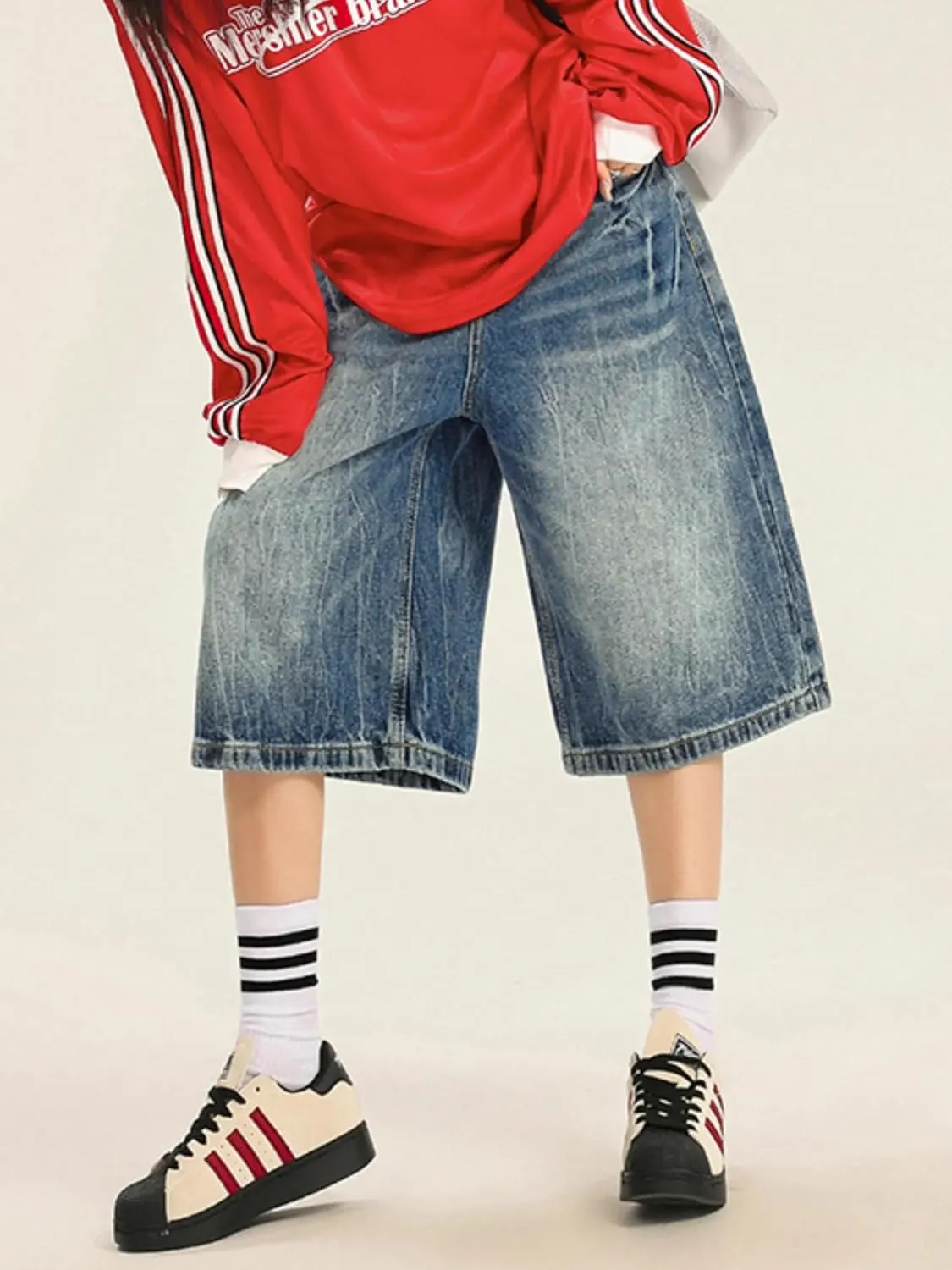 EMMIOL Womens Jorts Jean Baggy Shorts Casual 2025 Summer Trendy Wide Leg Long Denim Shorts Y2K Streetwear