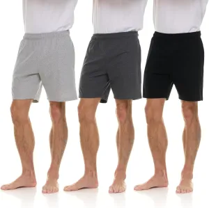 Essential Elements 3 Pack: Mens Cotton Shorts - 100% Cotton Lounge Athletic Casual Sleep Casual Pajama PJ Shorts