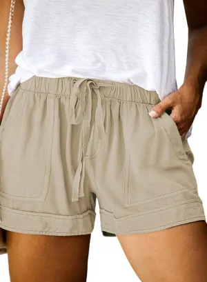 Eytino Womens Plus Size Comfy Drawstring Casual Elastic Waist Pocketed Shorts,1X-5X