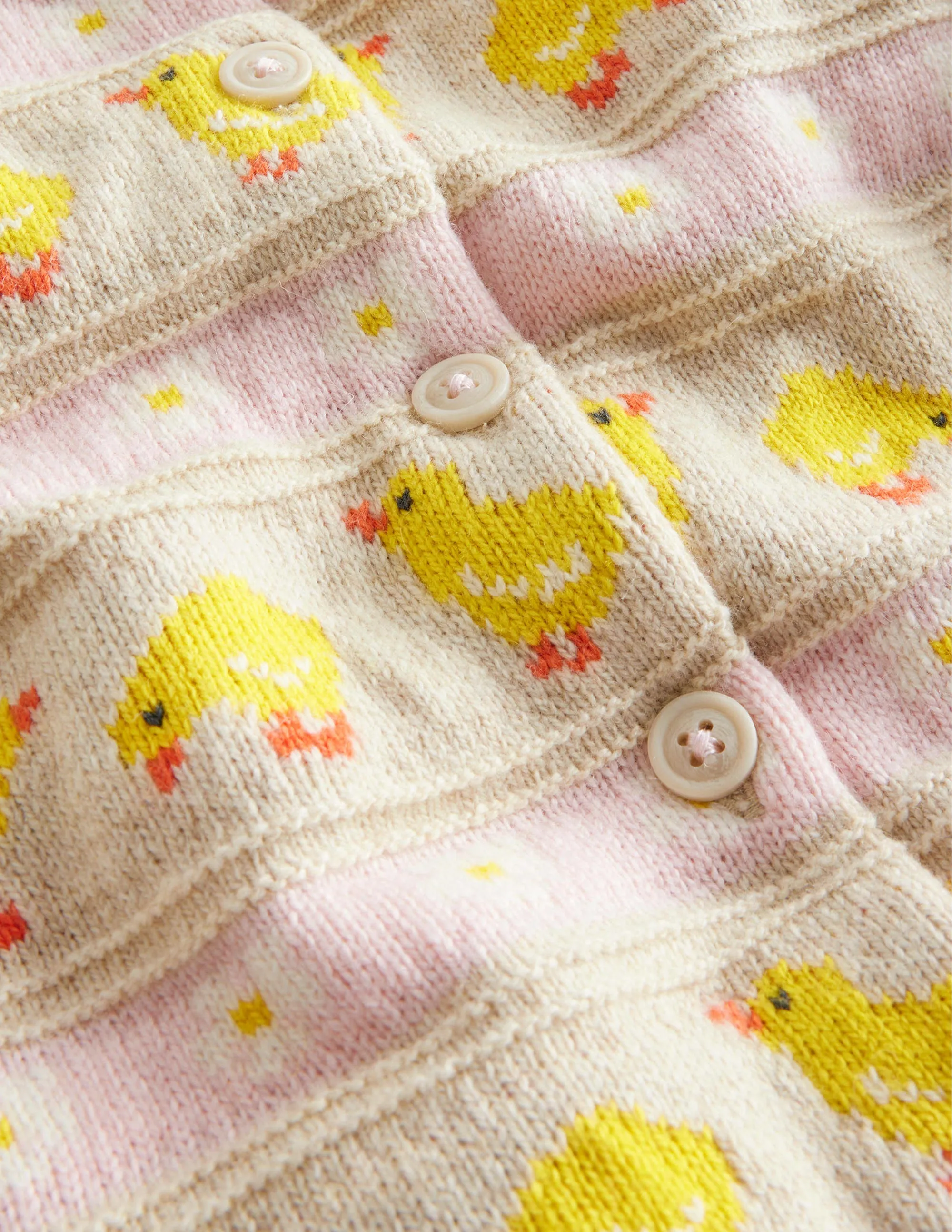Fair Isle knitted Cardigan-Ecru Marl Chicks