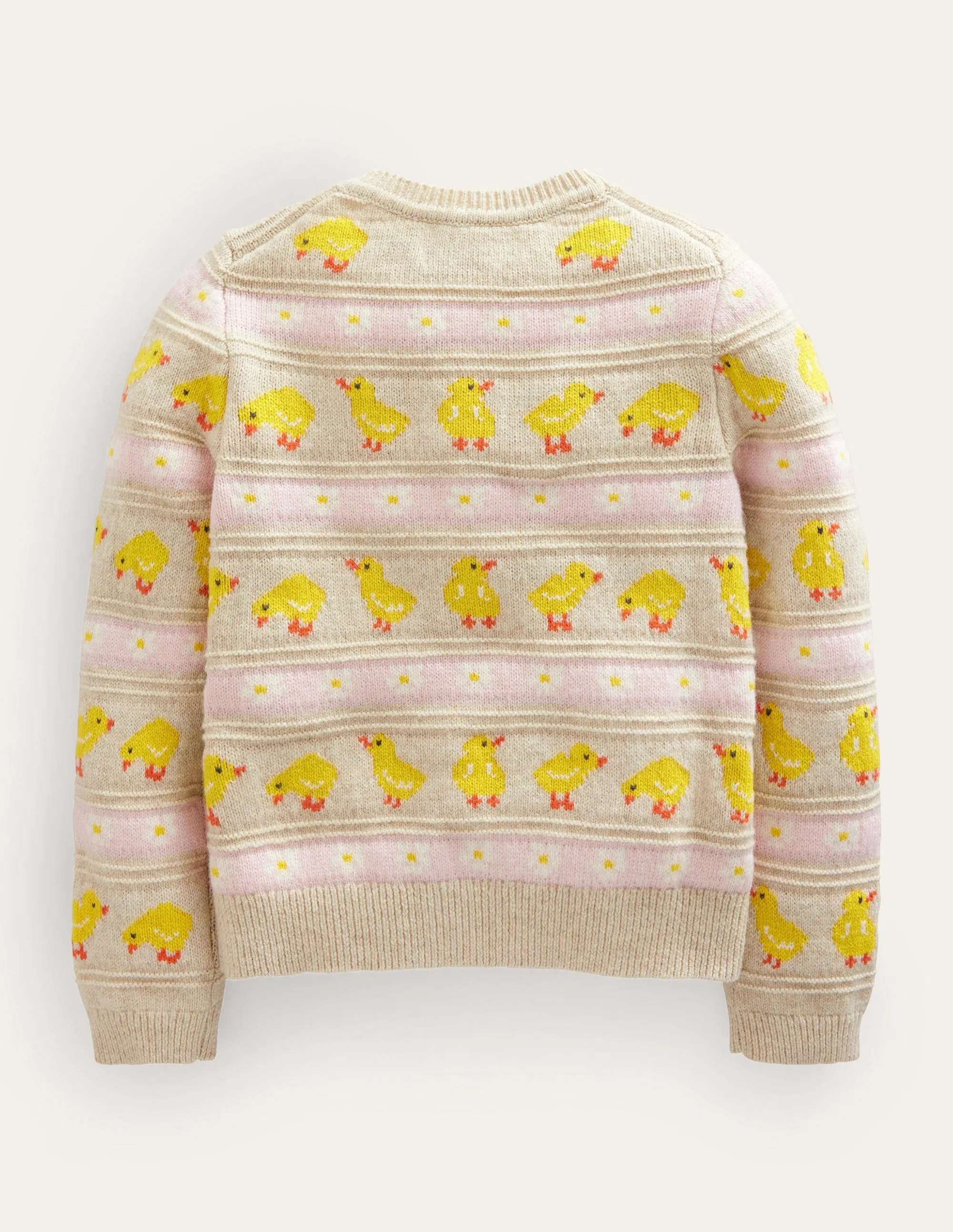 Fair Isle knitted Cardigan-Ecru Marl Chicks