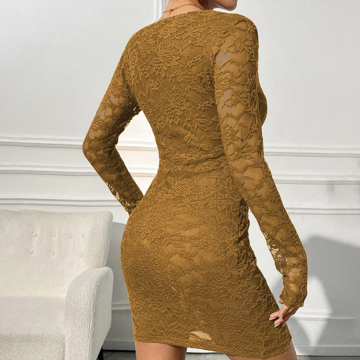 Fashion Plus Size Lace Dress Chiffon Wrap V Neck Bodycon Pencil Dresses Women Cocktail Party Guest Mini Dress Clubwear