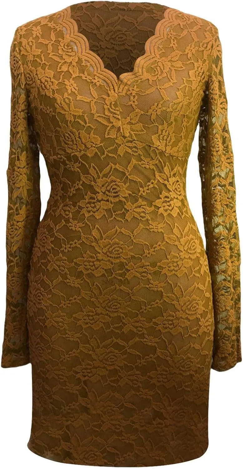 Fashion Plus Size Lace Dress Chiffon Wrap V Neck Bodycon Pencil Dresses Women Cocktail Party Guest Mini Dress Clubwear