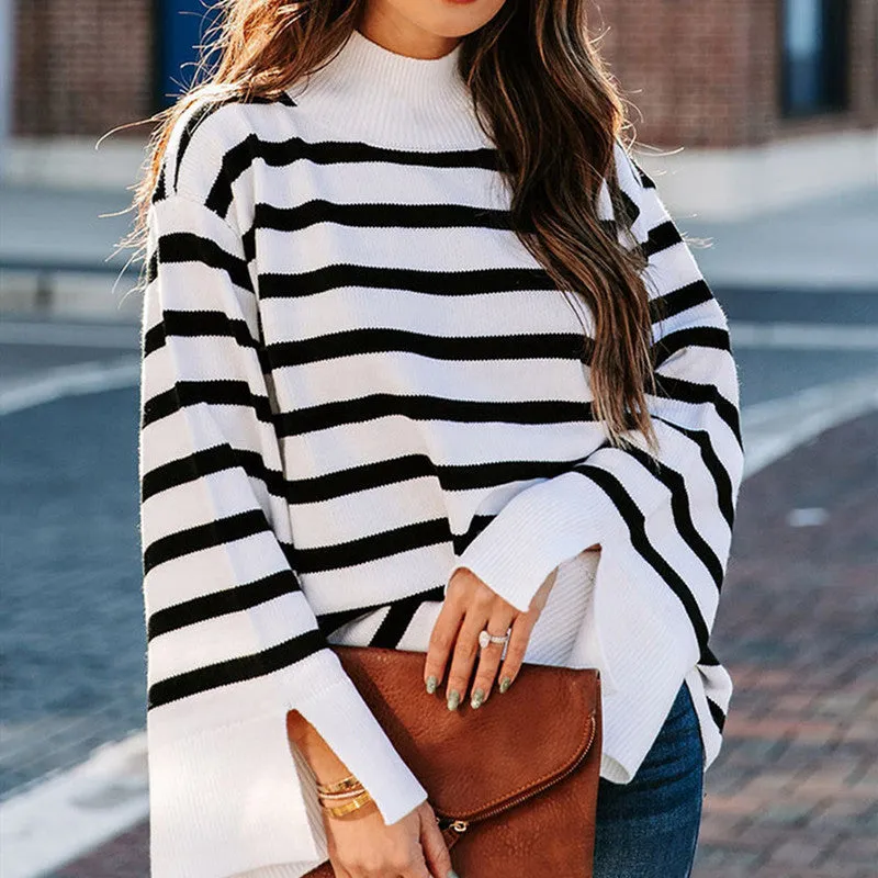 Fashion Striped Turtleneck Sweater